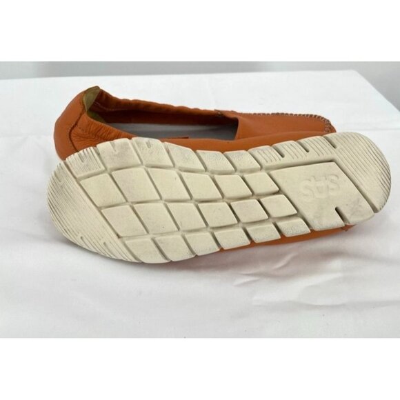 SAS Sunny Slip on Loafer Orange Leather Comfort Shoe Womens Sz 8.5 M Flat Mocca - Picture 10 of 12